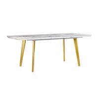 Extending Dining Table MOSBY Marble/ Gold 160/200 cm 90 cm