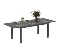 Extending Garden Table Grey Aluminium 160/220x90x73cm Slatted Top Butterfly Leaf