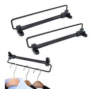 Extensible Closet Bar, Extendable Wardrobe Rod, Wardrobe Rail, Clothes Rail, Adjustable Clothes Rail Pole, Fittings for Closet, Easy to Install, Keeping Your Wardrobe Tidy, Black, 2 Pcs