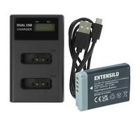 EXTENSILO 1x battery, 1x charging cradle with USB cable compatible with Canon PowerShot SX740HS Camera