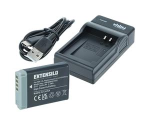 EXTENSILO 1x charging cradle, 1x battery, 1x USB-A/USB-C cable compatible with Canon PowerShot G5 X, G1X Mark III, G1 X Mark II Camera