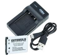 EXTENSILO 1x charging cradle, 1x charging cable, 1x battery compatible with General Electric Super Slimx XS-80 Camera