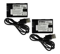 EXTENSILO 2x Battery compatible with Canon EOS 6D, 80D, R5, 7D Mark II, 70D, 90D, R, 6D Mark II, R5 C, 7D Camera DSLR (2250 mAh, 7.4 V, Li-Ion), + USB-C Socket