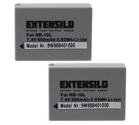 EXTENSILO 2x Battery compatible with Canon PowerShot G1 X, SX40 HS Camera DSLR (800 mAh, 7.4 V, Li-Ion)