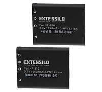 EXTENSILO 2x Battery compatible with Casio Exilim Zoom EX-Z2300GD, EX-Z2300BK, EX-Z2300PK, EX-Z2300PE Camera DSLR (1050 mAh, 3.7 V, Li-Ion)