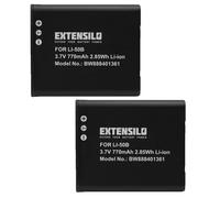 EXTENSILO 2x Battery compatible with Olympus Tough TG-630, TG-830, TG-805, TG-610, TG-870, TG-625 Camera DSLR (770 mAh, 3.7 V, Li-Ion)