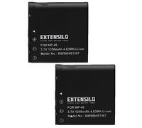 EXTENSILO 2x Battery compatible with Praktica IX-6s, XD-8, DX2, DX-2, iR-16, Z150, IX6s Camera DSLR (1250 mAh, 3.7 V, Li-Ion)