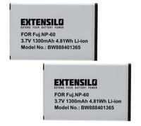EXTENSILO 2x Battery compatible with Vivitar DVR-565HD, DVR-688, DVR-710, DVR-7300X, DVR-565, DVR-550G Camera DSLR (1300 mAh, 3.7 V, Li-Ion)