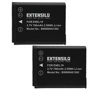 EXTENSILO 2x Replacement Battery compatible with Nikon Coolpix S100, S2500, S2550, S2600, A100, A300 Camera DSLR (700mAh, 3.7 V, Li-ion)