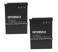 EXTENSILO 2x Replacement Battery compatible with Nikon CoolPix S8100, S8200, S9100, S9200, S9300 Camera DSLR (1000 mAh, 3.7 V, Li-ion)