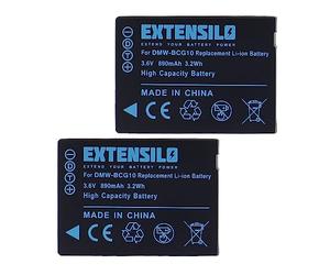EXTENSILO 2x Replacement Battery compatible with Panasonic Lumix DMC-3D1, DMC-TZ10, DMC-TZ18, DMC-TZ20 Camera DSLR (890 mAh, 3.6 V, Li-ion)