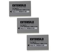 EXTENSILO 3x Battery compatible with Canon PowerShot G10, G10 IS, G11, G12 Camera DSLR (1000 mAh, 7.4 V, Li-Ion)