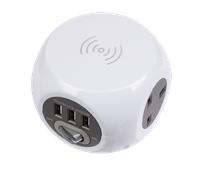 Extension Cable Cube 1.4m 3 x 230V + 3 x USB Sockets & Wireless Charging Pad - S