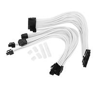 Extension Cable Kit 18AWG Power Sleeved, 30cm Length, White Nylon - Durable Braided Design, High Current Support, Complete PC Connector Set