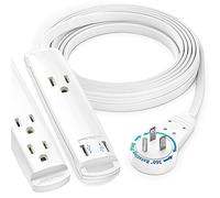 Extension Cable with USB Ports 3 m, 360° Rotating Flat Socket Extension Cable, 3 Outputs with USB Ports (2 Ports), 3-Pin Extension Cable, Extension Cable with Max