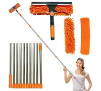 Extension Ceiling Duster, Long Cobweb Cleaner, Fan Dust Remover, Bendable Microfiber Head, Telescopic Pole Handle, Extra-Reach, for Window Shelf, Wall Lampshade Cleaning Chenille