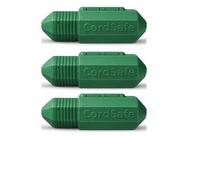 Extension Cord Connection Protector by CordSafe Plus, Weather-Resistant, Fits 18-12 AWG, Helps Keep Plugs Secure, Made in USA (Green, 3 Pack)