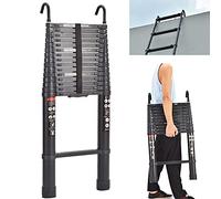 Extension Ladder 6.2M Telescopic Ladder Aluminum with Removable Hook for Multi Purpose Loft Attic 10.5FT Extendable Ladder 330lbs/150kg Heavy Duty EN131 Standard