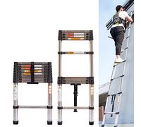 Extension Ladder, Multi-purpose Telescopic Ladder 8.5ft Telescoping Folding Ladder 9 Steps Stainless Steel for Home Office Indoor Outdoor Loft RV Use, 330lb Capacity