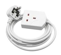 Extension Lead 1 Way Gang 2 Meter Single Socket Mains Power Extension Cord 13A Fused Strip 3Pin UK Plug Power Cable Ideal For Multiple Appliances Of Home & Office (White)