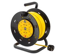 Extension Lead 30m Heavy Duty Cable Reel, 4 Socket Cord Reel UK Plug Socket with Thermal Cut-Out Protection 13A Fused Plug
