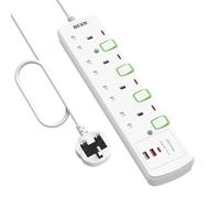 Extension Lead 3M with USB Slots, BEVA 4 Way Extension Socket With Individual Switches and 2 USB-A &1 USB-C Ports, Multiplug 3 Meter Extension Cable Mountable Power Strip 13A 3250W