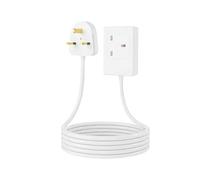 Extension Lead 5m Single Socket, Surge Protected 13A UK Plug, Long Extension Cord with 1mm Three Core Flex Cable for Home and Office, White
