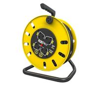 Extension Lead Cable Reel, 15/25/50m 4 Socket Heavy Duty Cord Reel UK Plug Socket with Thermal Cut-Out Protection 13A Fused Plug (15m)