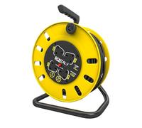 Extension Lead Cable Reel, 15/25/50m Heavy Duty 4 Socket Cord Reel UK Plug Socket with Thermal Cut-Out Protection 13A Fused Plug (50M)