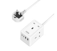 Extension Lead Cube with USB C Slots, FDTEK 3 Gang Socket Extension with 4 USB Ports, Small Extension Plug Wall Mount Power Strip with 1.5M Cable for Home Office Travel 13A/3250W