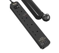 Extension Lead Power Strip Tower, 4 Way Socket 1200 Surge Protection with 4M /13.12FT Long Extension Cord Multi Plug 2990W Safety Shutter for TV PC Laptops Tablets