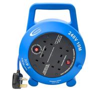 Extension Lead Reel 10m 4 Way 13 Amp UK Sockets, Heavy Duty Mains Extension Lead 240V Portable Cassette Cable Reel 13A Plug with Thermal Cut-Out Protection & Indicator Light for Home Office Garden
