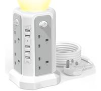 Extension Lead Tower 3M with USB Slots and Night Light, HAFINO 4 Switches