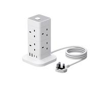 EXTENSION LEAD TOWER 8 WAY WITH USB & USB C SLOTS, 13A 3250W, SURGE PROTECTION EXTENSION CABLE 1.5m For HOME, OFFICE, PHONE, PC, LAPTOP