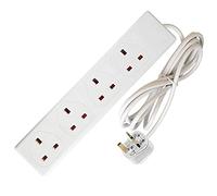 Extension Lead UK Pin Plug and Cable 1 2 4 6 8 Gang Way Plug Socket 0.5, 1, 2, 3, 5, 10, 15M Power Adapter Electrical Multi Mains Power Socket Strip Extension Cord Surge Protection (White)