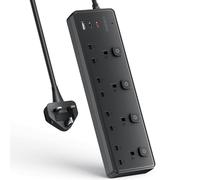 Extension Lead with 3 USB Slots(30W),4 Way Sockets Outlets Ports Extension Cable with 4 Individual Switches Surge Protected，Wall Mountable Extension Socket for Home,Office,School,2M,Black