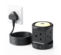 Extension Lead with 3 USB Slots and Night Light, 4 Way (13A/3250W) Multi Plug Extension Cords, 3M Extension Cable with Switches, UK Power Strip Surge Protected for Deskfor Home Dorm Office