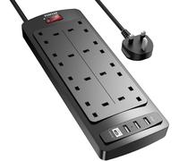 Extension Lead with 4 USB Slots (3.4A, 1 Type C and 3 USB-A Ports) ,POWSAF Power Strip Surge Protector with 8 way plug...