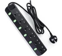 Extension Lead with 6 Individual Switches and Led Indicators,UK Plug Socket Extensions Power Strip with Surge Protected Extension Lead Overload Protection Wall Mountable Extension Cord (1.8M)