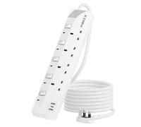 Extension Lead with PD20W USB C, 4 Way Multi Plug Extension Sockets with 3 USB Ports, 3M Power Strip with 5 Individual Switches, 13A Fused Plug UK, USB C Charger Extension Lead for Home Office