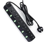 Extension Lead with Surge Protection, 6 Way Multi Plug Extension Sockets with Individual Switches Wall-Mounted Power Strip 2M Extension Cord 13A UK Plug