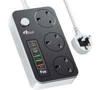 Extension Lead with USB-C PD 20W, 3 Way Power Strip with 2 USB-C and 3 USB-A Ports, Multi Plug Extension Socket with 2M Extension Cable, 13A 3250W