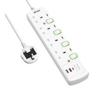 Extension Lead with USB C Slots, BEVA 4 Way Extension Socket With Individual Switches 3 USB Ports, Multiplug 1.5M Extension Cable Mountable Power Strip 13A 3250W