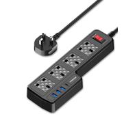 Extension Lead with USB Slots, 4 Way Surge Protected Extension Cable with 4 USB Ports and 1 USB C, Wall Mountable Multi Plug Power Strip with 2 M Extension Cord, 13A 3250W Extension Socket for Home