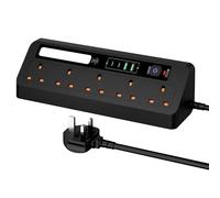 Extension Lead with USB Slots 5 AC Way Outlets, 3M/9.84FT Power Strip With Touch Nightlight,2 USB+2Type-C Slots Charging Surge Protected Electrical Cords,Adapter Extension Cable for Home Office