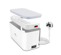 Extension Lead with USB Slots Cable Tidy Box, FDTEK 5 Way Plug Extension with 3 USB Ports and Cable Management Box, UK Power Strip with 2M Cord Overload Protection Switch for Home Office…