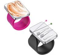 Extension Size Magnetic Pin Holder Wrist Band, 2 Pieces Silicone Wrist Magnetic Wristband for Braiding Gel, Pin Cushion Holder Bracelet for Quilting Sewing & Hairstylists (One Szie Fit Mosts)