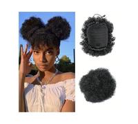 Extensions 1Pcs Afro Puff Drawstring Ponytail Extension for Black Women Clip in Synthetic Afro Curly Bun Hair Pieces for Women(6inch-1B)