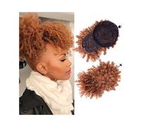 Extensions Afro High Puff Hair Bun with Bangs Synthetic Kinky Curly Drawstring Ponytail Hairpiece for Women(30)