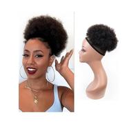 Extensions Afro Kinky Curly Hair Bun Chignon Human Hair Afro Puff Drawstring Ponytail Hairpiece for Women(8inch)